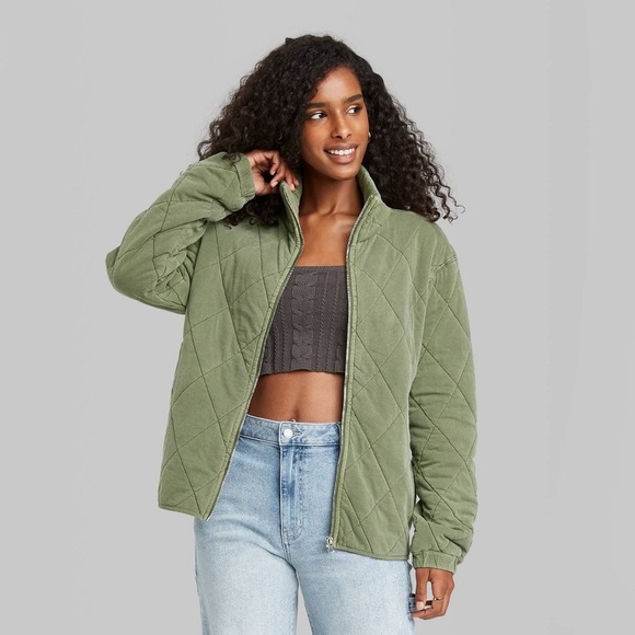 Wild Fable Nwt Quilted Jacket Olive 
